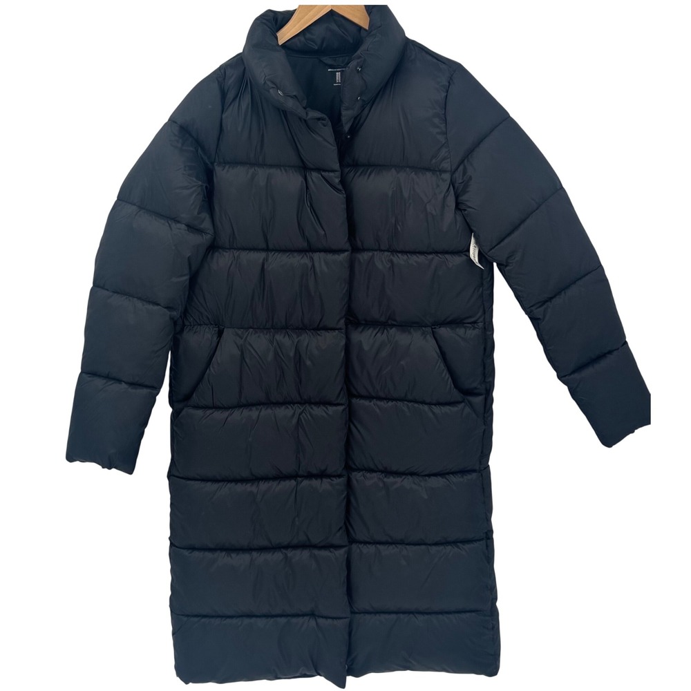 Amazon Essentials Women Black Puffer Longline Coat Jacket Size Medium
